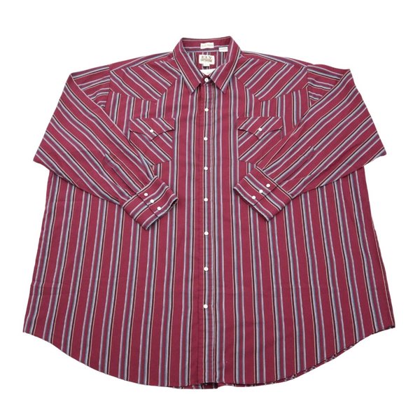 Ely Cattleman Other - Ely Cattleman Shirt Mens 3XL Burgundy Striped Big Man Long Sleeve Western Pearl